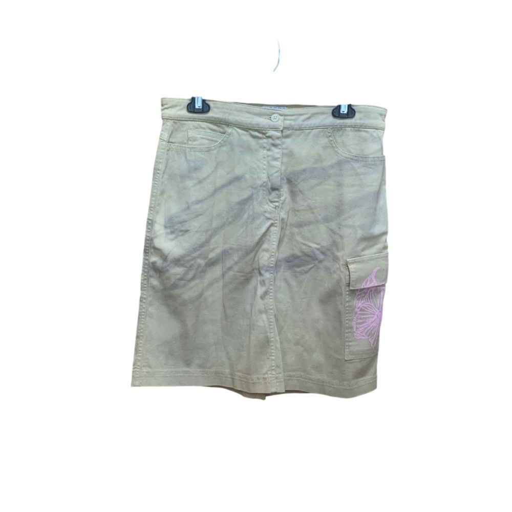 Barbara Lesser Stylish Tan Skirt with Pink Accents